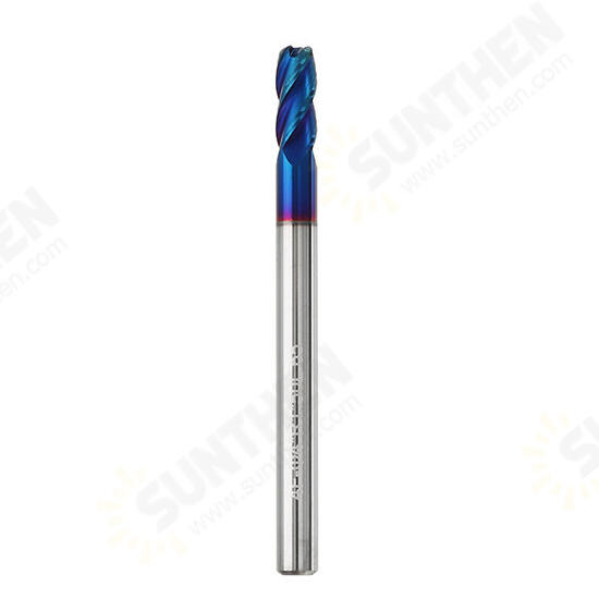 1/2/3/4mm Ball Nose 4 Flutes Milling Cutter R0.2-R1.0 Nano Blue Coating Carbide End Mill