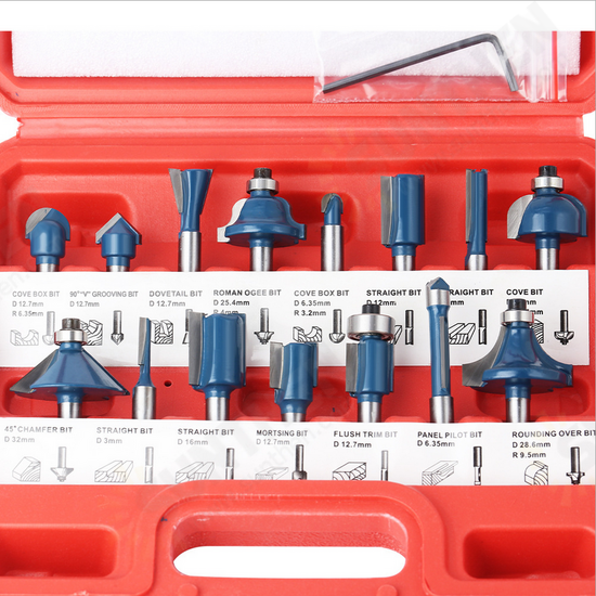 15Pcs 1/4 Inch Shank Router Bit Set Woodworking Milling Cutter 6.35mm Shank Drill Bits For Trimming Engraving Machine 15Pcs 1/4 Inch Shank Router Bit Set Woodworking Milling Cutter 6.35mm Shank Drill Bits For Trimming Engraving Machine