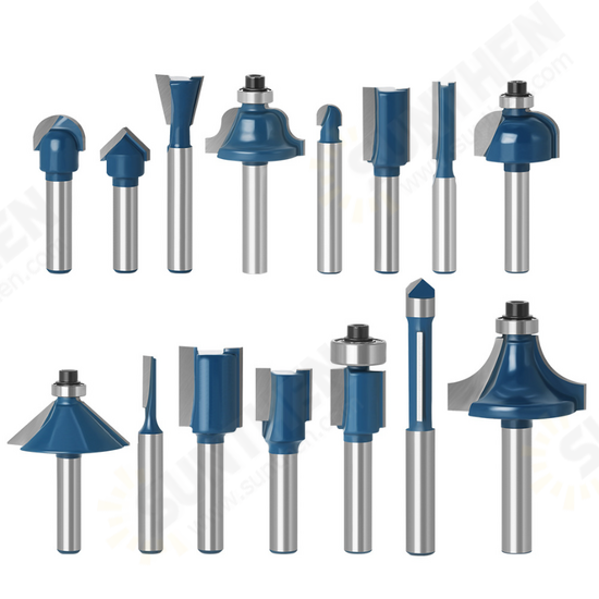 15Pcs 1/4 Inch Shank Router Bit Set Woodworking Milling Cutter 6.35mm Shank Drill Bits For Trimming Engraving Machine 15Pcs 1/4 Inch Shank Router Bit Set Woodworking Milling Cutter 6.35mm Shank Drill Bits For Trimming Engraving Machine
