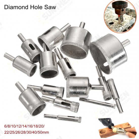15Pcs 6-50mm Diamond Hole Saw Drill Bit Set 100 Grits Tile Ceramic Glass Marble Drill Bits 15Pcs 6-50mm Diamond Hole Saw Drill Bit Set 100 Grits Tile Ceramic Glass Marble Drill Bits