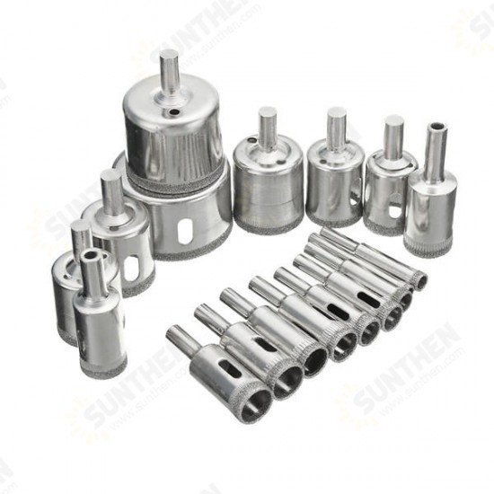 15Pcs 6-50mm Diamond Hole Saw Drill Bit Set 100 Grits Tile Ceramic Glass Marble Drill Bits 15Pcs 6-50mm Diamond Hole Saw Drill Bit Set 100 Grits Tile Ceramic Glass Marble Drill Bits