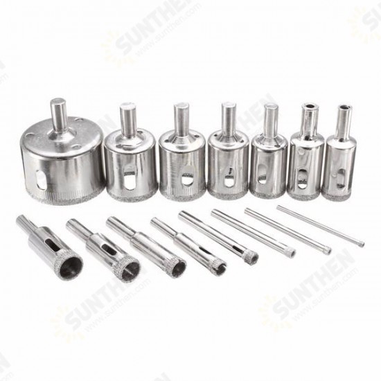 15pcs 3-45mm Diamond Coated Core Hole Saw Drill Bit for Marble Tile 15pcs 3-45mm Diamond Coated Core Hole Saw Drill Bit for Marble Tile