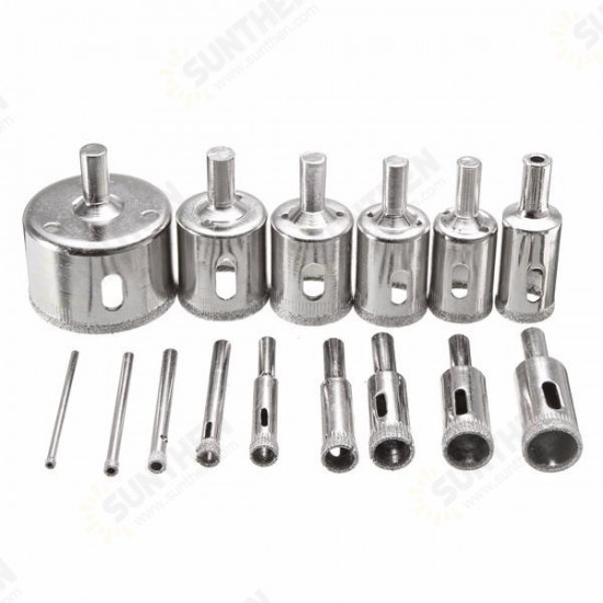 15pcs 3-45mm Diamond Coated Core Hole Saw Drill Bit for Marble Tile 15pcs 3-45mm Diamond Coated Core Hole Saw Drill Bit for Marble Tile