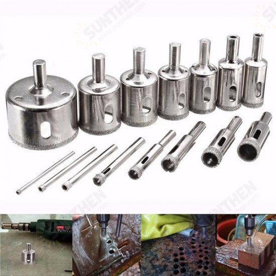 15pcs 3-45mm Diamond Coated Core Hole Saw Drill Bit for Marble Tile 15pcs 3-45mm Diamond Coated Core Hole Saw Drill Bit for Marble Tile