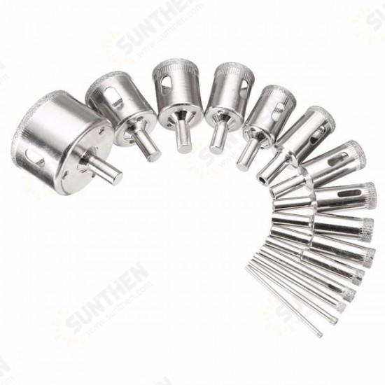 15pcs 3-45mm Diamond Coated Core Hole Saw Drill Bit for Marble Tile 15pcs 3-45mm Diamond Coated Core Hole Saw Drill Bit for Marble Tile