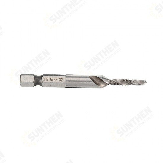 1/8-3/8 Inch BSW Thread HSS Combination Drill Tap Bit 1/4 Inch Hex Shank Deburr Countersink Bit