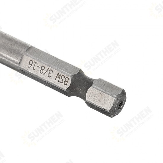 1/8-3/8 Inch BSW Thread HSS Combination Drill Tap Bit 1/4 Inch Hex Shank Deburr Countersink Bit