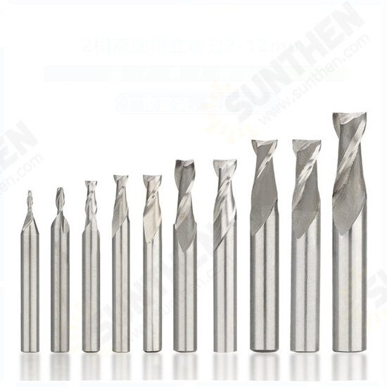 1Pc 2-12mm 2 Flute End Mill Cutter HSS Straight Shank Milling Cutter CNC Tools