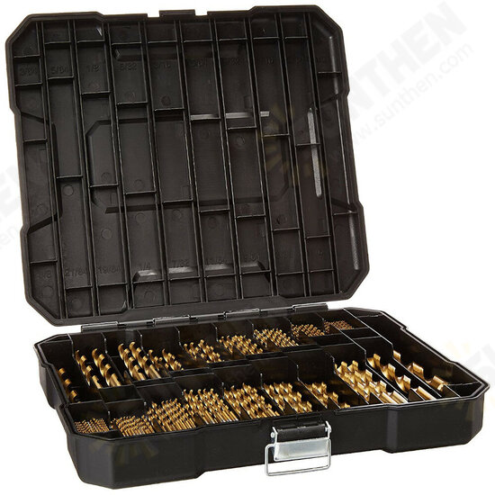 230pcs Titanium Coated Twisted Drill Bit Set HSS Drill Bit Set with Black Plastic Box Titanium Alloy Drill Bit Set 230pcs Titanium Coated Twisted Drill Bit Set HSS Drill Bit Set with Black Plastic Box Titanium Alloy Drill Bit Set