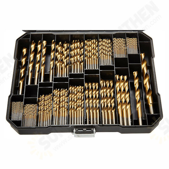 230pcs Titanium Coated Twisted Drill Bit Set HSS Drill Bit Set with Black Plastic Box Titanium Alloy Drill Bit Set 230pcs Titanium Coated Twisted Drill Bit Set HSS Drill Bit Set with Black Plastic Box Titanium Alloy Drill Bit Set