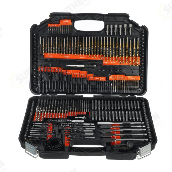 246Pcs HSS Drill Bit Set Screwdriver Bits In Storage Case DIY Wood Metal 246Pcs HSS Drill Bit Set Screwdriver Bits In Storage Case DIY Wood Metal
