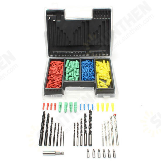 300pcs 2-10mm Drill Bit Set Twist Drill Building Drill with Expansion Screws for Wood Working