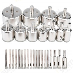 30Pcs 6-50mm Diamond Coated Hole Saw Drill Bits Glass Hole Saw Drill Bit Set Tile Hole Saw Kit for Glass Porcelain Marble