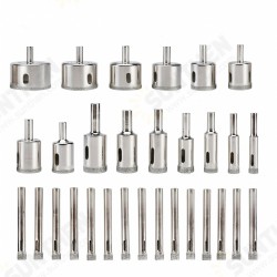 30Pcs 6-50mm Diamond Coated Hole Saw Drill Bits Glass Hole Saw Drill Bit Set Tile Hole Saw Kit for Glass Porcelain Marble