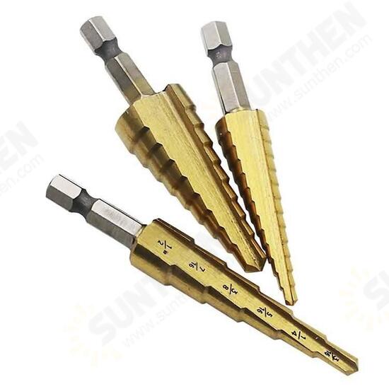 3/16-1/2 1/4-3/4 1/8-1/2 Inch Step Drill Bit Inch Type 1/4 Inch Shank Step Drill 3/16-1/2 1/4-3/4 1/8-1/2 Inch Step Drill Bit Inch Type 1/4 Inch Shank Step Drill