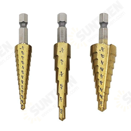 3/16-1/2 1/4-3/4 1/8-1/2 Inch Step Drill Bit Inch Type 1/4 Inch Shank Step Drill 3/16-1/2 1/4-3/4 1/8-1/2 Inch Step Drill Bit Inch Type 1/4 Inch Shank Step Drill