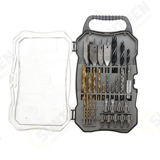 31Pcs Titanium Coated Hole Saw Cutting Set 1/4 Inch Hex Shank Magnetic Connecting Rod Screwdriver Bits Set 31Pcs Titanium Coated Hole Saw Cutting Set 1/4 Inch Hex Shank Magnetic Connecting Rod Screwdriver Bits Set