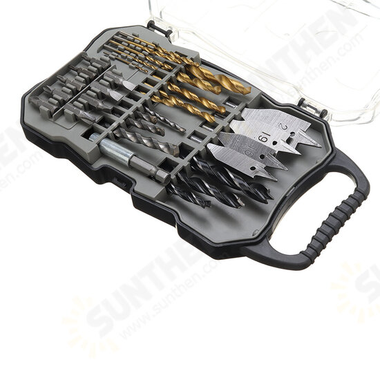 31Pcs Titanium Coated Hole Saw Cutting Set 1/4 Inch Hex Shank Magnetic Connecting Rod Screwdriver Bits Set