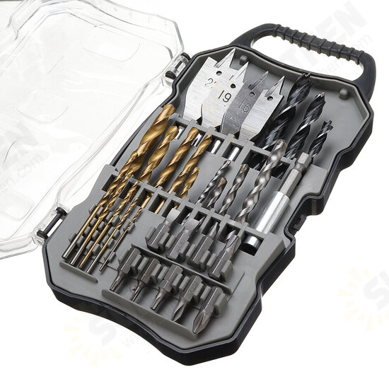 31Pcs Titanium Coated Hole Saw Cutting Set 1/4 Inch Hex Shank Magnetic Connecting Rod Screwdriver Bits Set