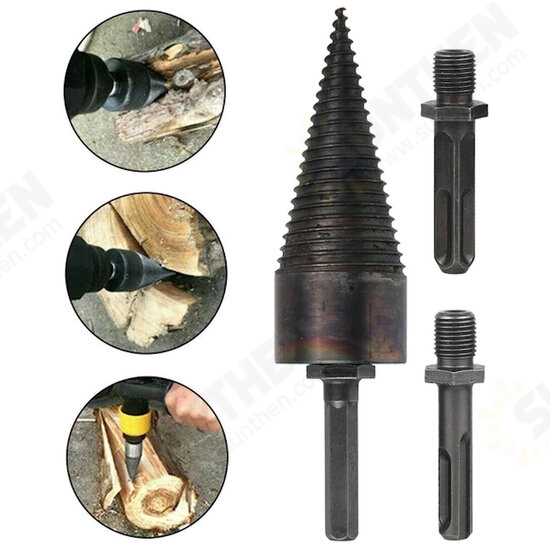 32/42mm Steel Square Shank/Round Shank/Hex Shank Wood Splitting Drill Bit Woodworking Tool Split Wood Drill