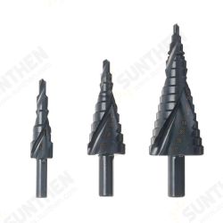 3pcs 4-12/20/32mm HSS Step Drill Bits Set Spiral Grooved Hole Cutter