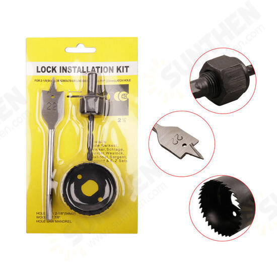 3pcs Carbon Steel Lock Installation Kit Woodworking Drill Spherical Door Lock Hole Saw Cutter Opener 3pcs Carbon Steel Lock Installation Kit Woodworking Drill Spherical Door Lock Hole Saw Cutter Opener