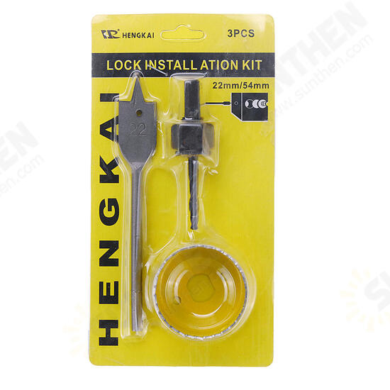3pcs Carbon Steel Lock Installation Kit Woodworking Drill Spherical Door Lock Hole Saw Cutter Opener 3pcs Carbon Steel Lock Installation Kit Woodworking Drill Spherical Door Lock Hole Saw Cutter Opener