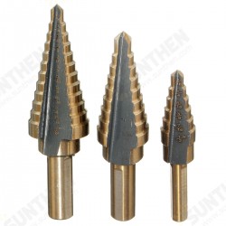 3pcs HSS Nitrogen Step Drill Bit Set 3/16-1/2 1/4-3/4 3/16-7/8