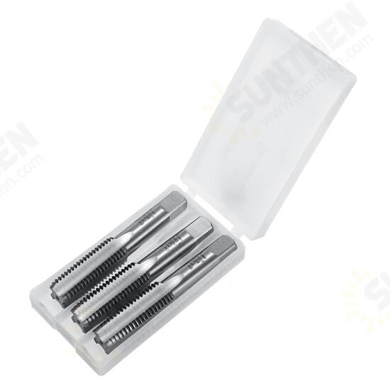 3pcs M10-M20 HSS-4341 Screw Tap Straight Groove High-Speed Steel Straight Flute Tools Kit