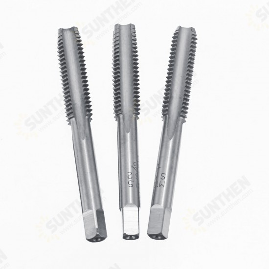 3pcs M10-M20 HSS-4341 Screw Tap Straight Groove High-Speed Steel Straight Flute Tools Kit