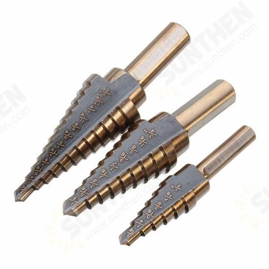 3pcs M7 HSS Step Drill Bit Set 3/16-1/2 1/4-3/4 3/16-7/8 Inch 3pcs M7 HSS Step Drill Bit Set 3/16-1/2 1/4-3/4 3/16-7/8 Inch