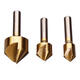 3pcs Single Flute 90 Degree Edge Chamfer Set Countersink Drill Bit