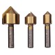 3pcs Single Flute 90 Degree Edge Chamfer Set Countersink Drill Bit