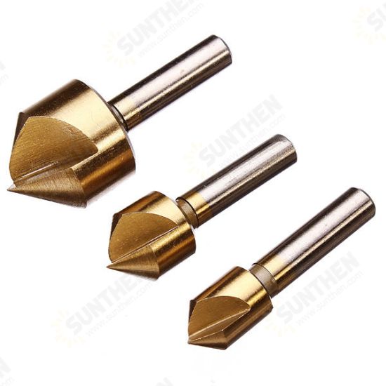 3pcs Single Flute 90 Degree Edge Chamfer Set Countersink Drill Bit