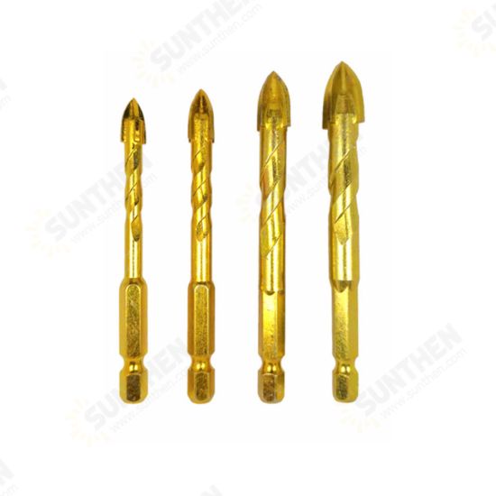 4/6/8Pcs 1/4 Inch Hex Shank Twist Glass Bits Set Titanium Ceramic Drilling 6-12mm Tile Concret Cross Tip Hole Bit 4/6/8Pcs 1/4 Inch Hex Shank Twist Glass Bits Set Titanium Ceramic Drilling 6-12mm Tile Concret Cross Tip Hole Bit