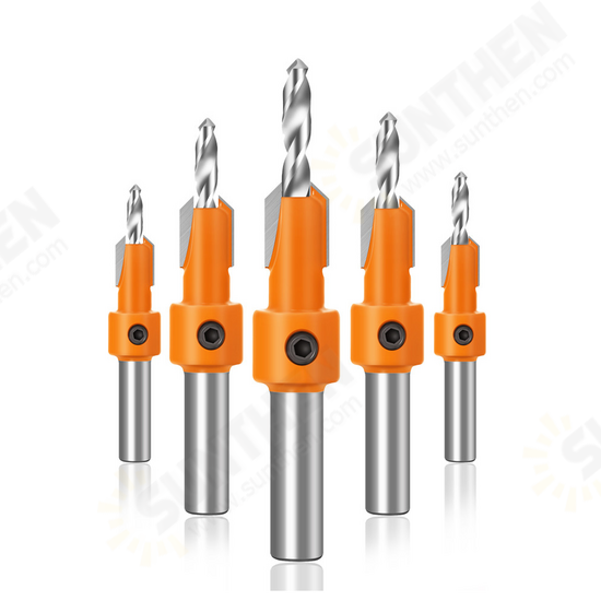 5Pcs 10mm Carbide Tip HSS Woodworking Countersink Drill Router Bit Set 8mm Shank Screw Extractor Remon Demolition for Wood Milling Cutter 5Pcs 10mm Carbide Tip HSS Woodworking Countersink Drill Router Bit Set 8mm Shank Screw Extractor Remon Demolition for Wood Milling Cutter