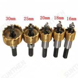 5Pcs High Speed Steel Drill Bits 16-30mm Hole Saw Cutter Set
