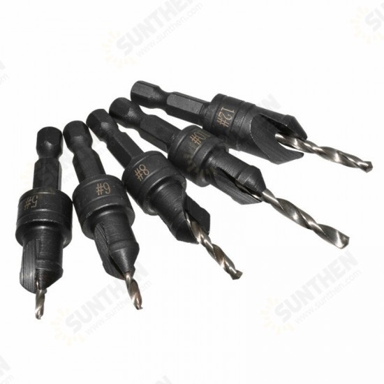 5pcs 82 Degree Countersink Drill Bit Set for Wood Quick Change Chamfered Adjustable Drilling Woodworking Tool 5pcs 82 Degree Countersink Drill Bit Set for Wood Quick Change Chamfered Adjustable Drilling Woodworking Tool
