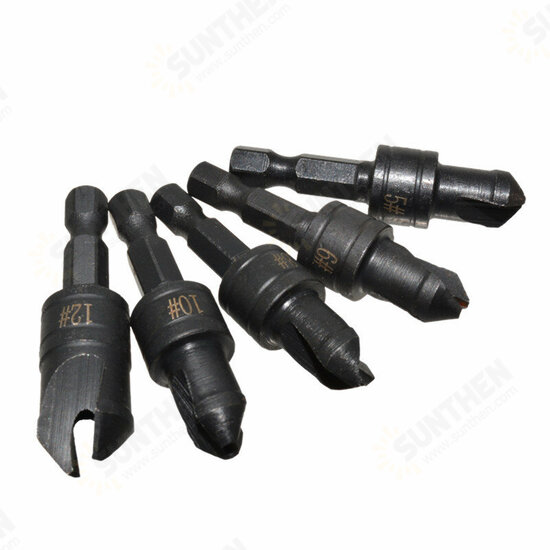 5pcs 82 Degree Countersink Drill Bit Set for Wood Quick Change Chamfered Adjustable Drilling Woodworking Tool 5pcs 82 Degree Countersink Drill Bit Set for Wood Quick Change Chamfered Adjustable Drilling Woodworking Tool