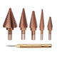 6Pcs HSS Bronze Coated Step Drill Bit With Center Punch Drill Set Hole Cutter Drilling Tool