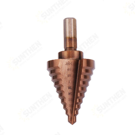 6Pcs HSS Bronze Coated Step Drill Bit With Center Punch Drill Set Hole Cutter Drilling Tool