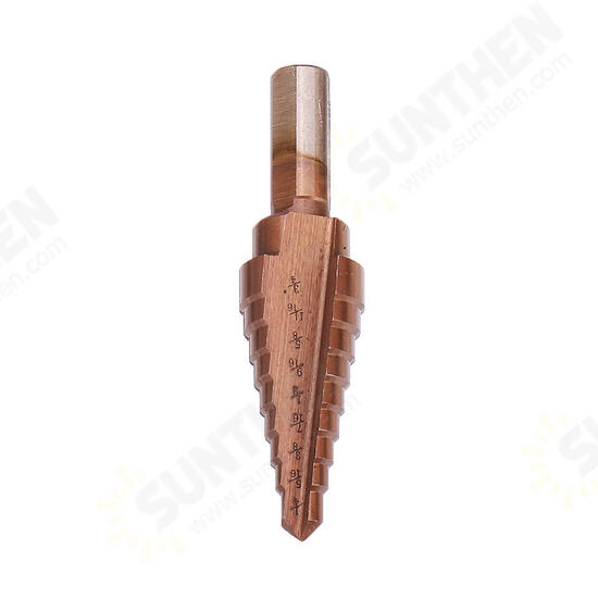 6Pcs HSS Bronze Coated Step Drill Bit With Center Punch Drill Set Hole Cutter Drilling Tool