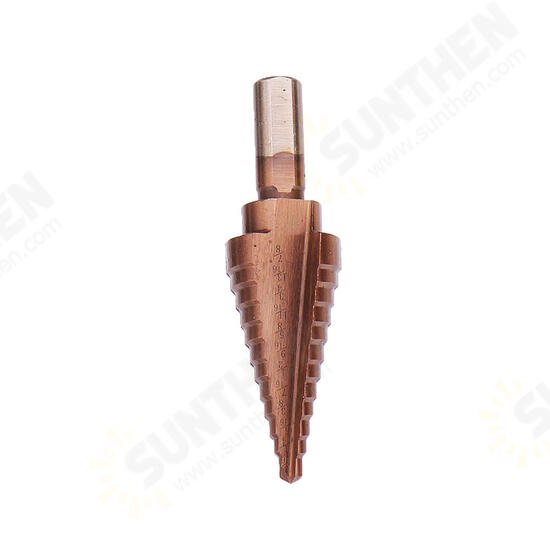 6Pcs HSS Bronze Coated Step Drill Bit With Center Punch Drill Set Hole Cutter Drilling Tool