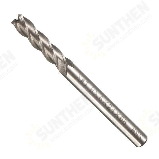 6mm Shank Aluminum Hard HSS Cutter Blade 6x6x24x68mm Lengthened End Mill Router Bit