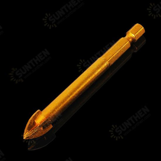6mm Shank Titanium Carbide Glass Drill Bit Cross Spear Point Head Drill Bit 6mm Shank Titanium Carbide Glass Drill Bit Cross Spear Point Head Drill Bit