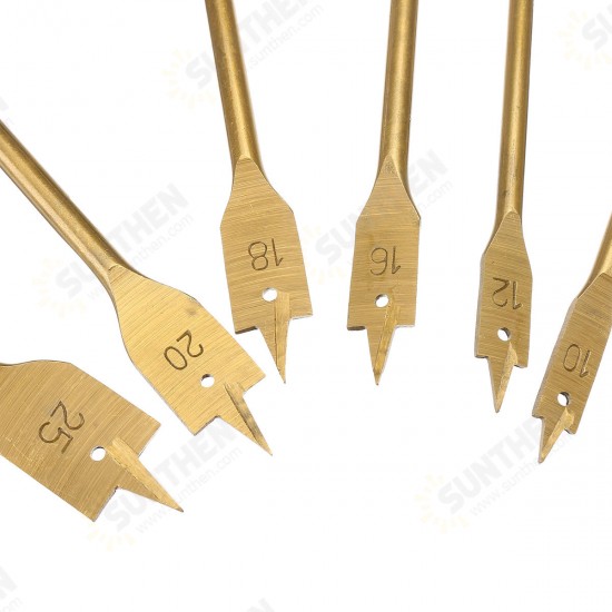 6pcs 10-25mm Flat Spade Wood Drill Hex Shank Woodworking Spade Drill Bit 6pcs 10-25mm Flat Spade Wood Drill Hex Shank Woodworking Spade Drill Bit