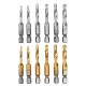 6pcs 1/4 Inch M3-M10 Composite Tap HSS Combination Drill Tap Bit Set Hex Shank Deburr Countersink Bits 6pcs 1/4 Inch M3-M10 Composite Tap HSS Combination Drill Tap Bit Set Hex Shank Deburr Countersink Bits