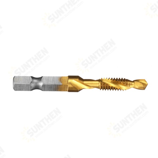 6pcs 1/4 Inch M3-M10 Composite Tap HSS Combination Drill Tap Bit Set Hex Shank Deburr Countersink Bits 6pcs 1/4 Inch M3-M10 Composite Tap HSS Combination Drill Tap Bit Set Hex Shank Deburr Countersink Bits