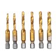 6pcs 1/4 Inch M3-M10 Composite Tap HSS Combination Drill Tap Bit Set Hex Shank Deburr Countersink Bits 6pcs 1/4 Inch M3-M10 Composite Tap HSS Combination Drill Tap Bit Set Hex Shank Deburr Countersink Bits