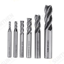 6pcs 1/8-1/2 Inch Imperial Milling Cutter High Speed Steel CNC Milling Bit Spiral End Mill